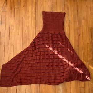 Rust Red Knit Pullover Poncho